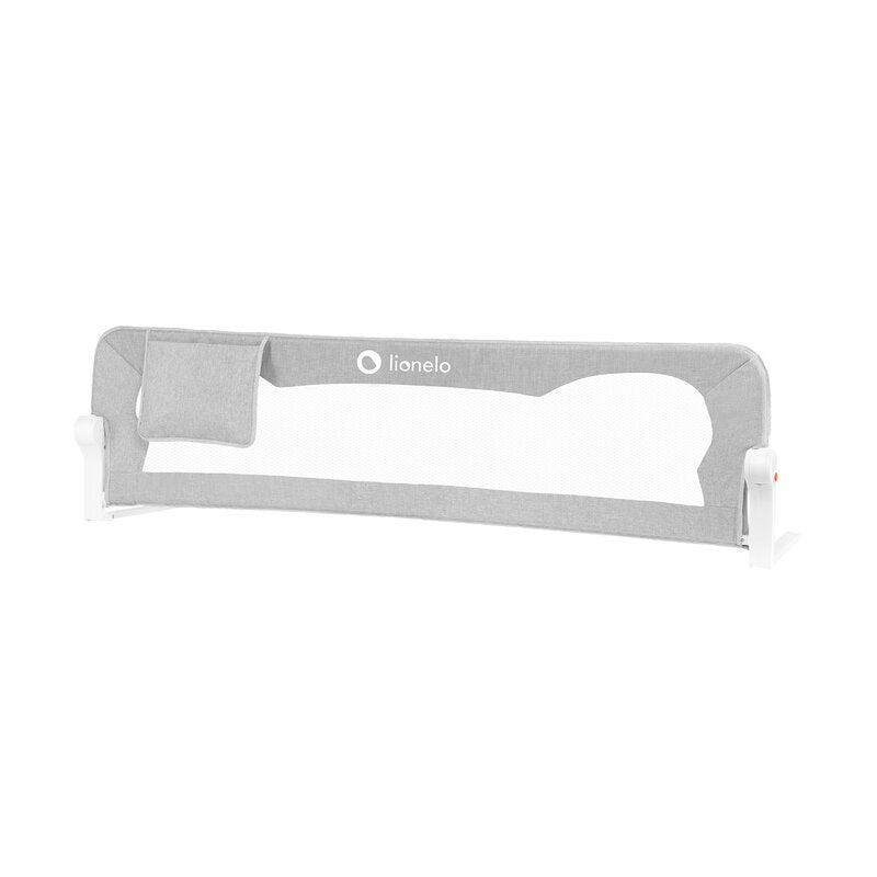Protectie laterala pat, Lionelo, Eva, Cu buzunar accesorii, 150x35 cm, Conform cu standardul european de securitate BS7072, Gri - gogobaby.ro