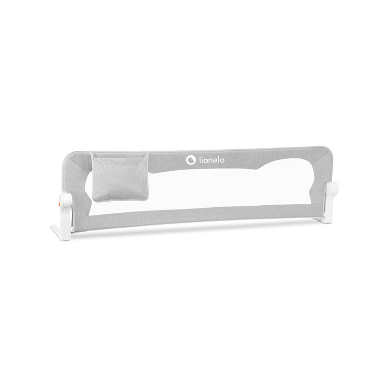 Protectie laterala pat, Lionelo, Eva, Cu buzunar accesorii, 150x35 cm, Conform cu standardul european de securitate BS7072, Gri - gogobaby.ro