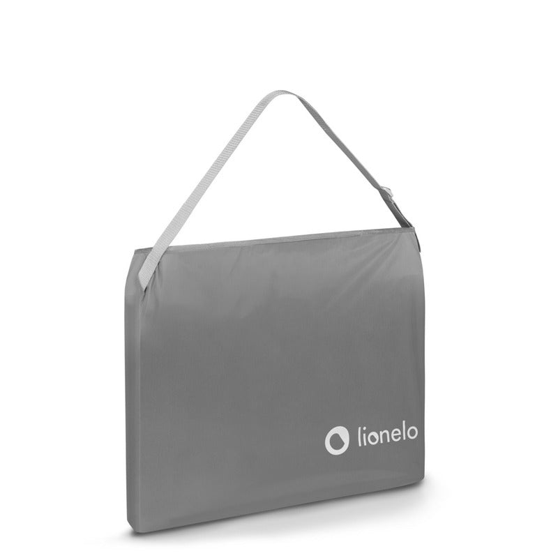 Protectie laterala pat, Lionelo, Lora, Pliabila, Sistem de blocare StandSafe, Geanta de transport inclusa, 105 x 45 cm, Gri - gogobaby.ro