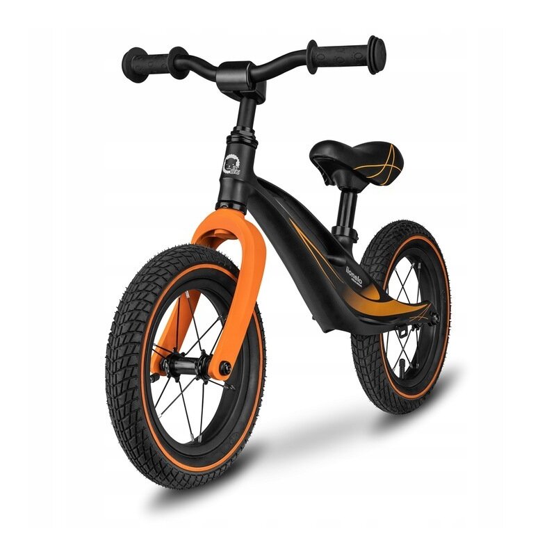 Bicicleta fara pedale, Lionelo, Bart Air, Usoara, Cu roti gonflabile, Cu cadru din magneziu, Cu ghidon si sa reglabile, Greutate 3.8 Kg, 12 inch, Conform cu standardul european de securitate EN71, Negru - gogobaby.ro