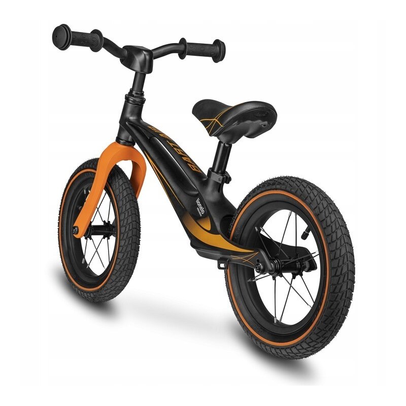 Bicicleta fara pedale, Lionelo, Bart Air, Usoara, Cu roti gonflabile, Cu cadru din magneziu, Cu ghidon si sa reglabile, Greutate 3.8 Kg, 12 inch, Conform cu standardul european de securitate EN71, Negru