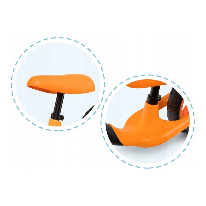 Bicicleta fara pedale, Lionelo, Alex, Usoara, Cu ghidon si sa reglabile, Greutate 3.3 Kg, Cu roti din spuma EVA, 12 inch, Orange - gogobaby.ro