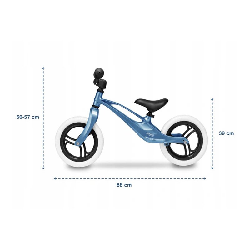 Bicicleta fara pedale, Lionelo, Bart, Usoara, Cu cadru din magneziu, Cu ghidon si sa reglabile, Greutate 3 Kg, 12 inch, Conform cu standardul european de securitate EN71, Sky Blue - gogobaby.ro