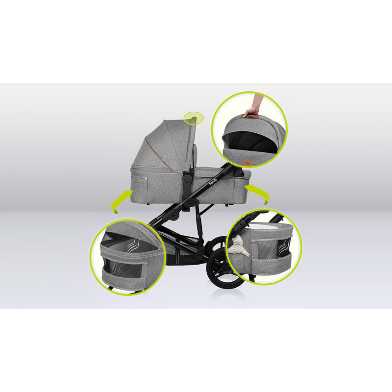Carucior 2 in 1, Lionelo, Mari Tour, Cu landou individual si salteluta moale, Reversibil, Maner ajustabil, Plasa de tantari, Husa de picioare, Geanta parinti, 22 kg, Conform cu standardele europene de securitate EN1888 si EN1466, Gri - gogobaby.ro