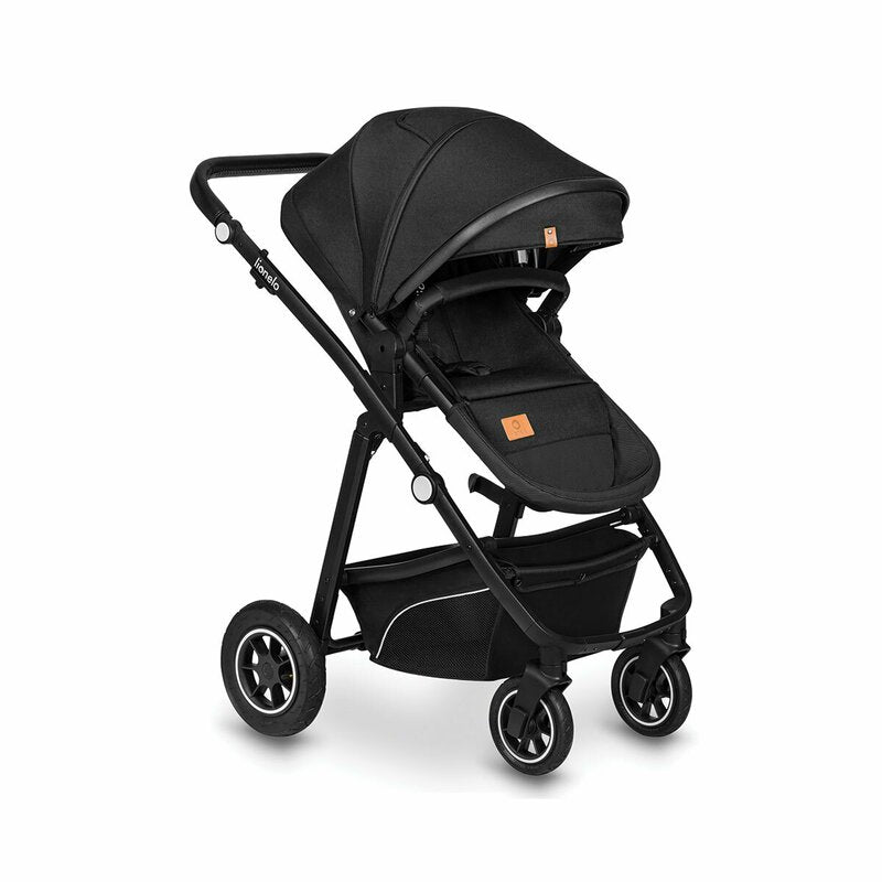 Carucior 3 in 1, Lionelo, Bianka, Transformabil, Cadru aluminiu, Cu landou si salteluta moale, Cu scoica auto testata ADAC, Cu multiple accesorii, Sustine 22 kg, 0 luni+, EN1466:2014+AC:2015, EN1888, Negru - gogobaby.ro