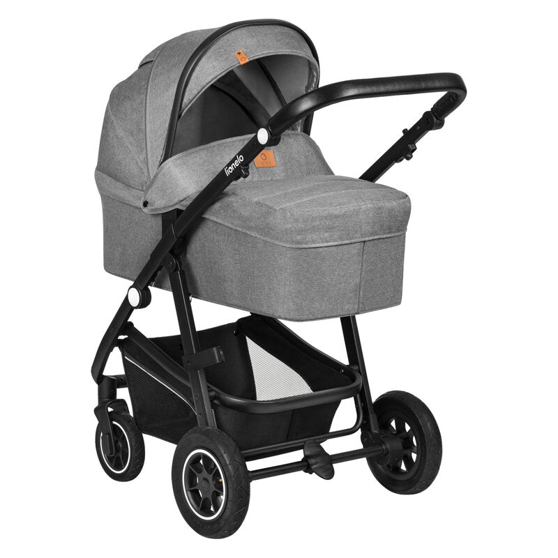 Carucior 3 in 1, Lionelo, Bianka, Transformabil, Cadru aluminiu, Cu landou si salteluta moale, Cu scoica auto testata ADAC, Cu multiple accesorii, Sustine 22 kg, 0 luni+, EN1466:2014+AC:2015, EN1888, Gri - gogobaby.ro