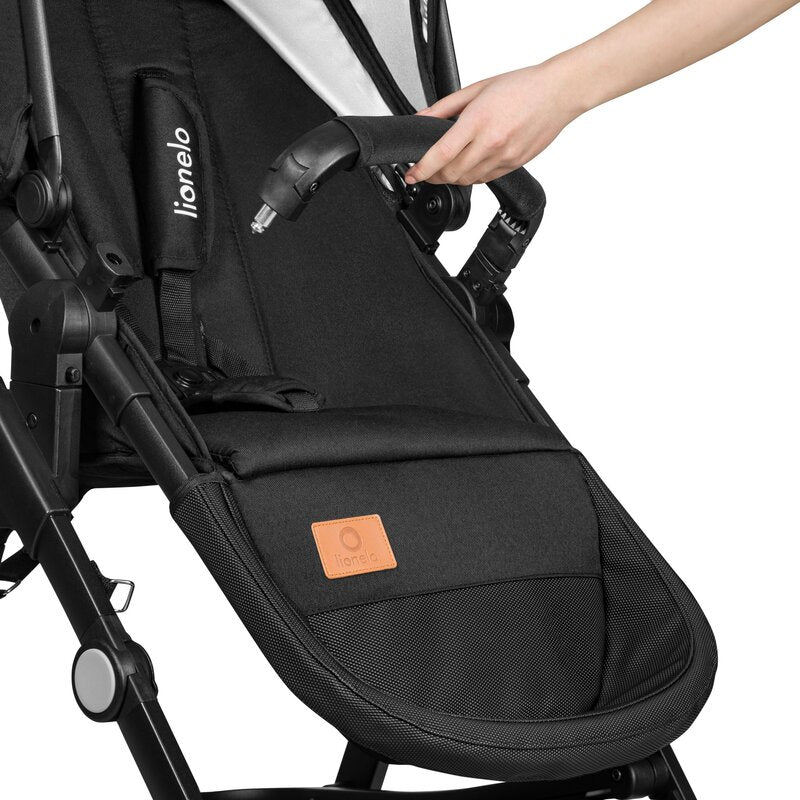 Carucior 3 in 1, Lionelo, Bianka, Transformabil, Cadru aluminiu, Cu landou si salteluta moale, Cu scoica auto, Cu multiple accesorii, Sustine 22 kg, 0 luni+, EN1466:2014+AC:2015, EN1888, Negru