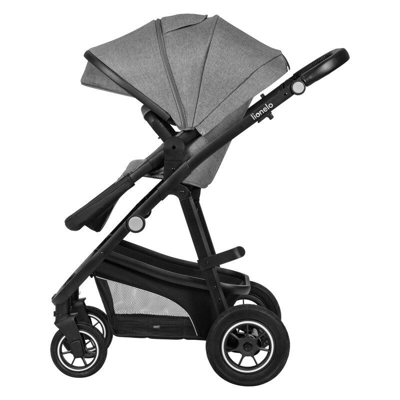 Carucior 3 in 1, Lionelo, Bianka, Transformabil, Cadru aluminiu, Cu landou si salteluta moale, Cu scoica auto testata ADAC, Cu multiple accesorii, Sustine 22 kg, 0 luni+, EN1466:2014+AC:2015, EN1888, Gri - gogobaby.ro