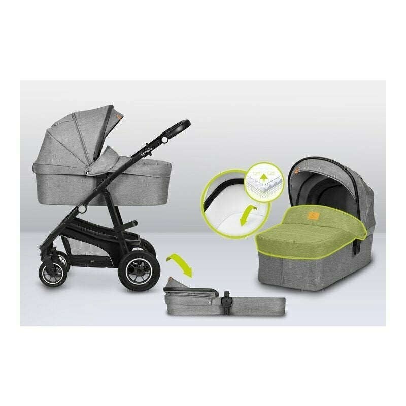 Carucior 3 in 1, Lionelo, Bianka, Transformabil, Cadru aluminiu, Cu landou si salteluta moale, Cu scoica auto testata ADAC, Cu multiple accesorii, Sustine 22 kg, 0 luni+, EN1466:2014+AC:2015, EN1888, Gri - gogobaby.ro