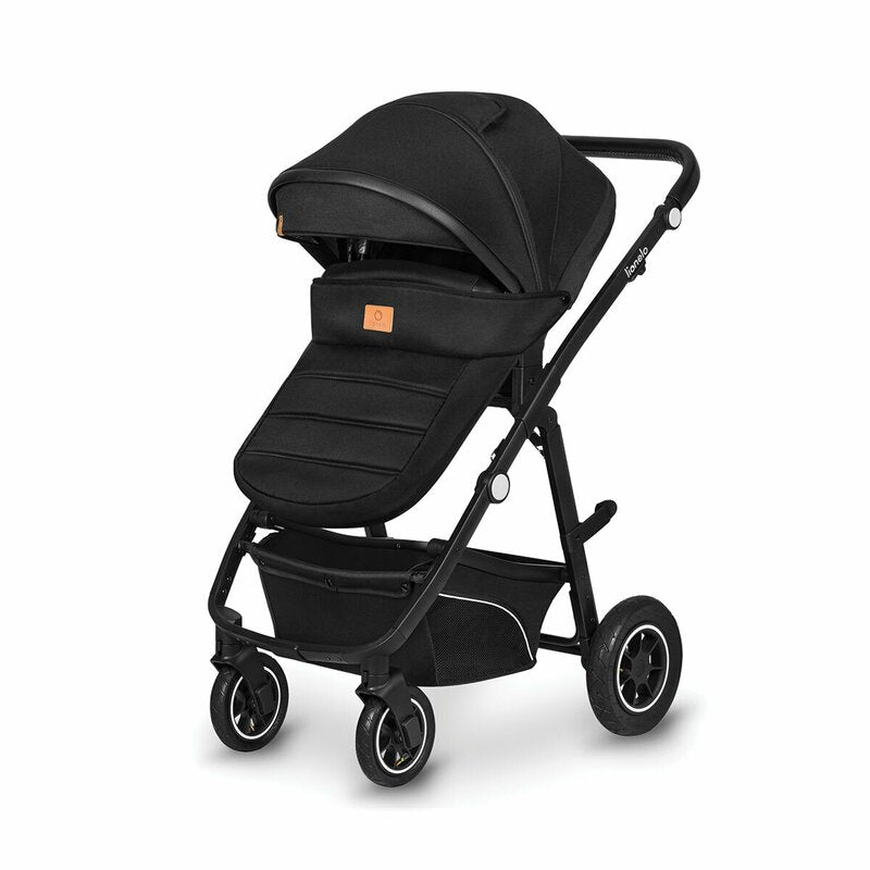 Carucior 3 in 1, Lionelo, Bianka, Transformabil, Cadru aluminiu, Cu landou si salteluta moale, Cu scoica auto testata ADAC, Cu multiple accesorii, Sustine 22 kg, 0 luni+, EN1466:2014+AC:2015, EN1888, Negru - gogobaby.ro