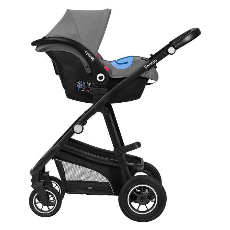 Carucior 3 in 1, Lionelo, Bianka, Transformabil, Cadru aluminiu, Cu landou si salteluta moale, Cu scoica auto testata ADAC, Cu multiple accesorii, Sustine 22 kg, 0 luni+, EN1466:2014+AC:2015, EN1888, Gri - gogobaby.ro