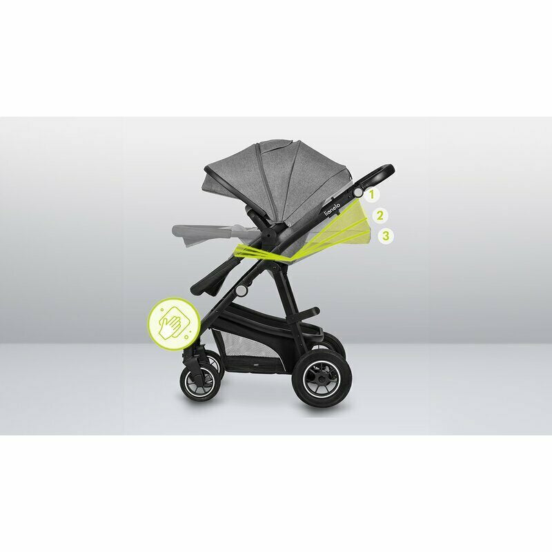 Carucior 3 in 1, Lionelo, Bianka, Transformabil, Cadru aluminiu, Cu landou si salteluta moale, Cu scoica auto testata ADAC, Cu multiple accesorii, Sustine 22 kg, 0 luni+, EN1466:2014+AC:2015, EN1888, Gri - gogobaby.ro