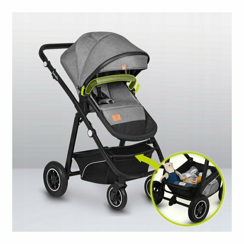 Carucior 3 in 1, Lionelo, Bianka, Transformabil, Cadru aluminiu, Cu landou si salteluta moale, Cu scoica auto testata ADAC, Cu multiple accesorii, Sustine 22 kg, 0 luni+, EN1466:2014+AC:2015, EN1888, Gri - gogobaby.ro