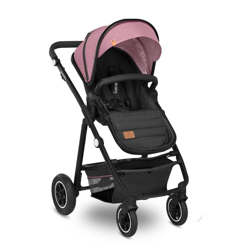 Carucior 3 in 1, Lionelo, Amber, Cadru aluminiu, Cu landou intarit si salteluta moale, Cu scoica auto testata ADAC, Reversibil, Cu accesorii, Geanta parinti, Pana la 22 kg, EN1888-1 EN1888-2 EN1466 ECE R129, Roz
