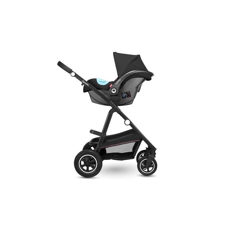 Carucior 3 in 1, Lionelo, Amber, Cadru aluminiu, Cu landou intarit si salteluta moale, Cu scoica auto testata ADAC, Reversibil, Cu accesorii, Geanta parinti, Pana la 22 kg, EN1888-1 EN1888-2 EN1466 ECE R129, Roz
