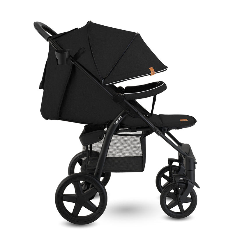 Carucior sport, Lionelo, Annet Plus, De la nastere, Cu accesorii si capotina XXL reglabila, 0 - 22 Kg, Conform cu standardele europene de securitate EN1888-1 si EN1888-2, Negru - gogobaby.ro
