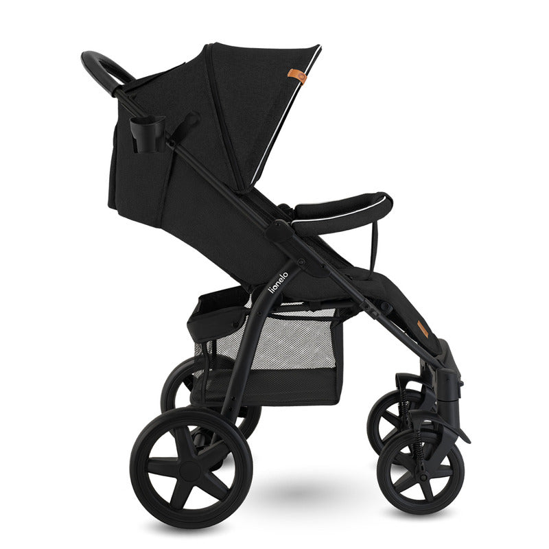 Carucior sport, Lionelo, Annet Plus, De la nastere, Cu accesorii si capotina XXL reglabila, 0 - 22 Kg, Conform cu standardele europene de securitate EN1888-1 si EN1888-2, Negru - gogobaby.ro