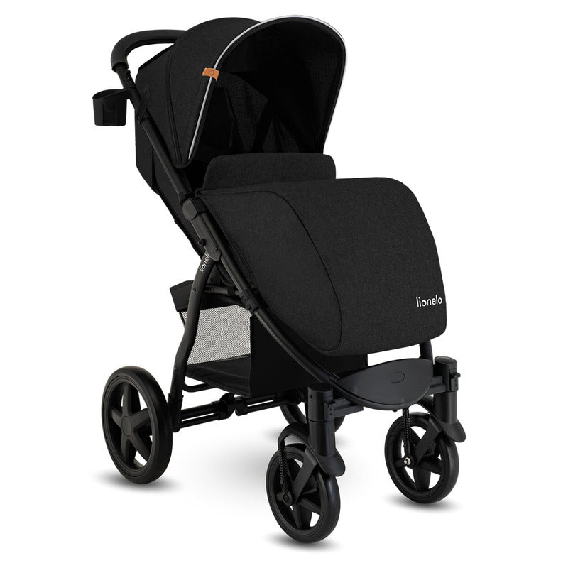 Carucior sport, Lionelo, Annet Plus, De la nastere, Cu accesorii si capotina XXL reglabila, 0 - 22 Kg, Conform cu standardele europene de securitate EN1888-1 si EN1888-2, Negru - gogobaby.ro