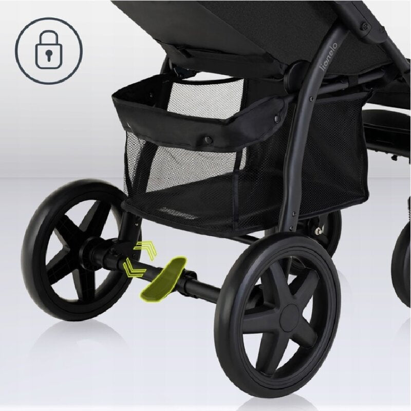 Carucior sport, Lionelo, Annet Plus, De la nastere, Cu accesorii si capotina XXL reglabila, 0 - 22 Kg, Conform cu standardele europene de securitate EN1888-1 si EN1888-2, Negru - gogobaby.ro