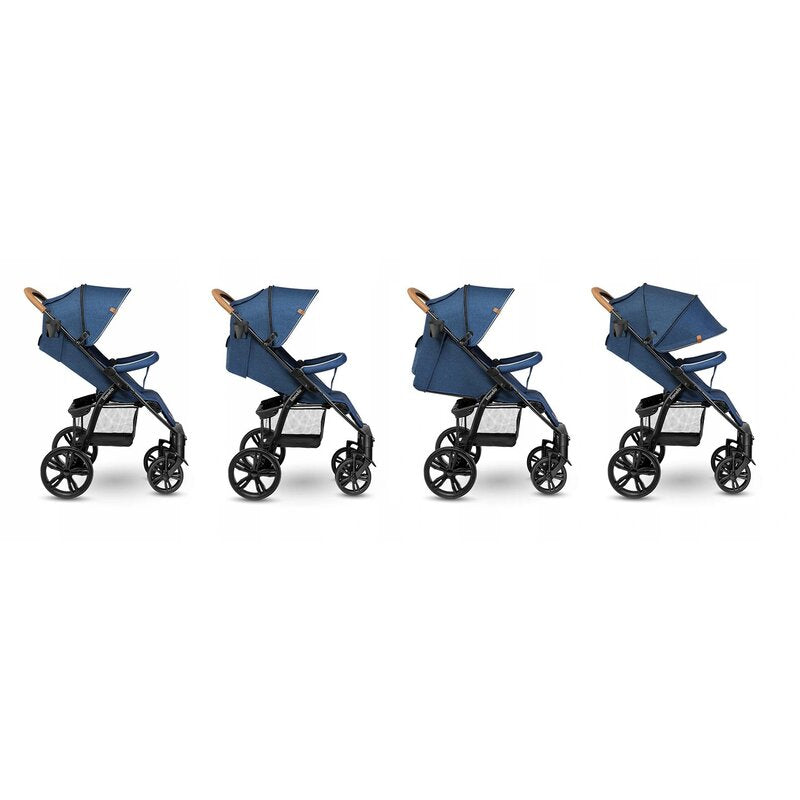 Carucior sport, Lionelo, Annet Plus, De la nastere, Cu accesorii si capotina XXL reglabila, 0 - 22 Kg, Conform cu standardele europene de securitate EN1888-1 si EN1888-2, Albastru Denim - gogobaby.ro