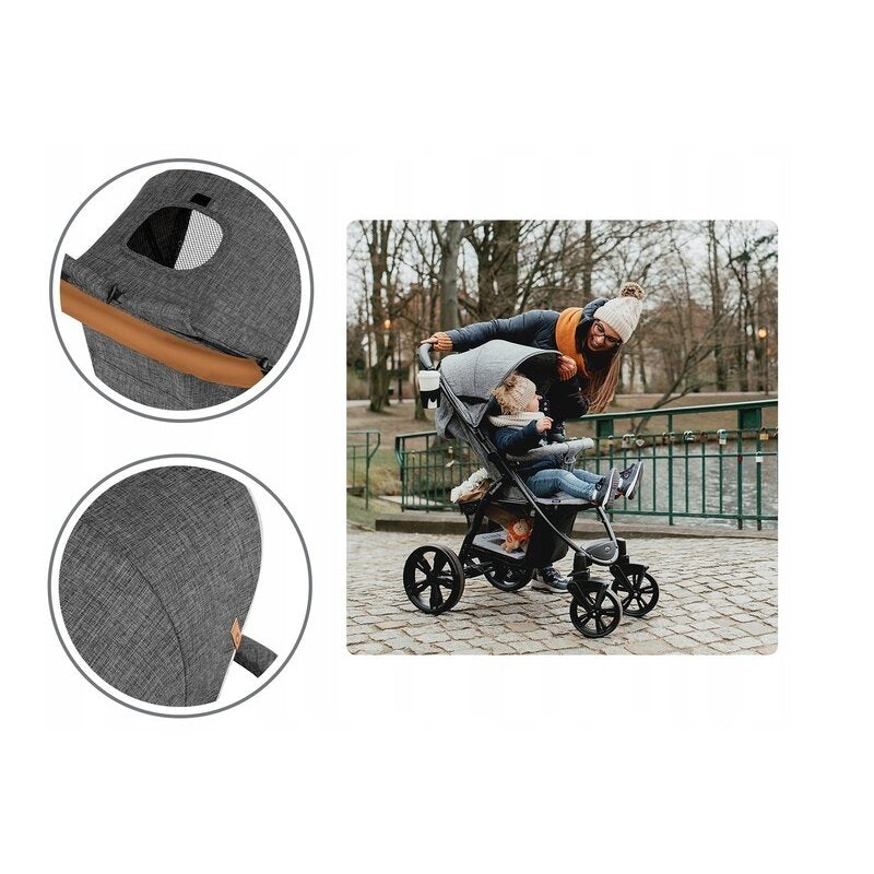 Carucior sport, Lionelo, Annet Plus, De la nastere, Cu accesorii si capotina XXL reglabila, 0 - 22 Kg, Conform cu standardele europene de securitate EN1888-1 si EN1888-2, Gri - gogobaby.ro