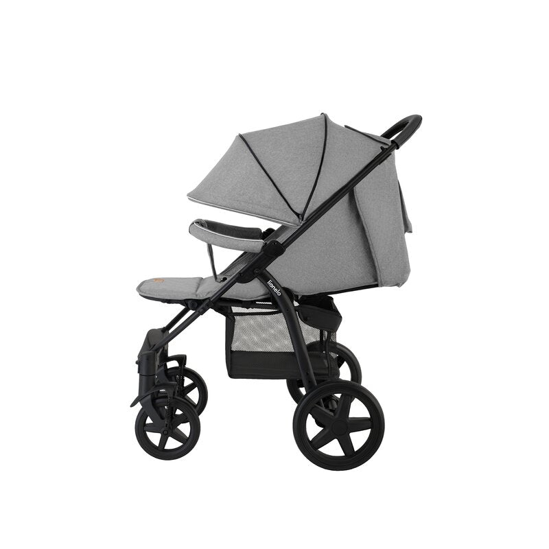 Carucior sport, Lionelo, Annet Plus, De la nastere, Cu accesorii si capotina XXL reglabila, 0 - 22 Kg, Conform cu standardele europene de securitate EN1888-1 si EN1888-2, Gri - gogobaby.ro