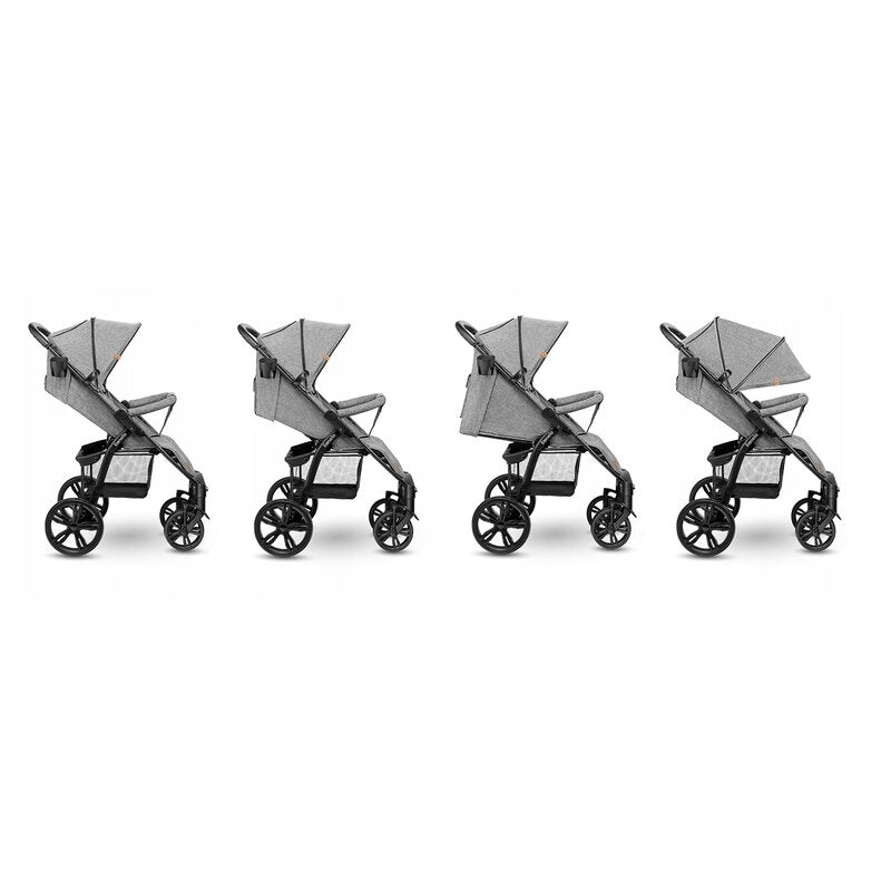 Carucior sport, Lionelo, Annet Plus, De la nastere, Cu accesorii si capotina XXL reglabila, 0 - 22 Kg, Conform cu standardele europene de securitate EN1888-1 si EN1888-2, Gri - gogobaby.ro