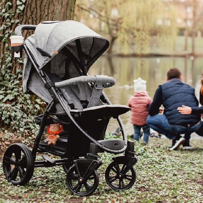 Carucior sport, Lionelo, Annet Plus, De la nastere, Cu accesorii si capotina XXL reglabila, 0 - 22 Kg, Conform cu standardele europene de securitate EN1888-1 si EN1888-2, Gri - gogobaby.ro