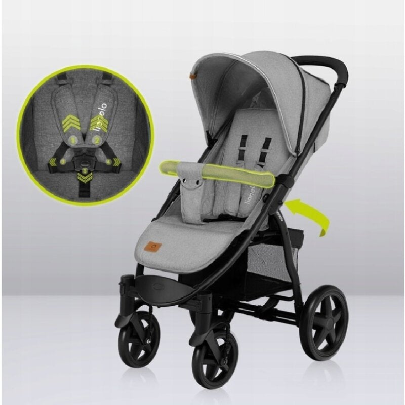 Carucior sport, Lionelo, Annet Plus, De la nastere, Cu accesorii si capotina XXL reglabila, 0 - 22 Kg, Conform cu standardele europene de securitate EN1888-1 si EN1888-2, Gri - gogobaby.ro