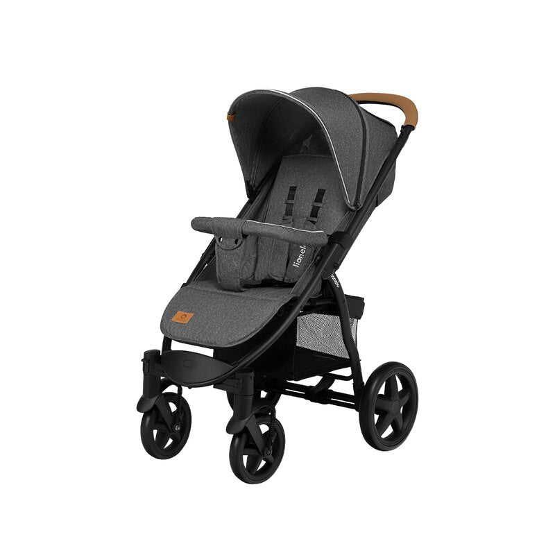 Carucior sport, Lionelo, Annet Plus, De la nastere, Cu accesorii si capotina XXL reglabila, 0 - 22 Kg, Conform cu standardele europene de securitate EN1888-1 si EN1888-2, Gri Caramel - gogobaby.ro