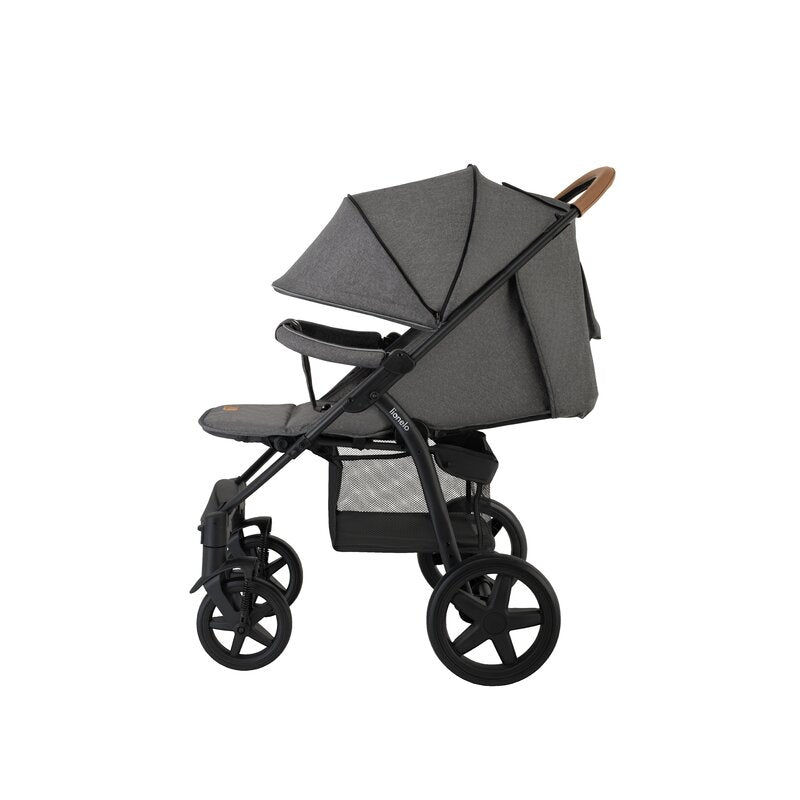 Carucior sport, Lionelo, Annet Plus, De la nastere, Cu accesorii si capotina XXL reglabila, 0 - 22 Kg, Conform cu standardele europene de securitate EN1888-1 si EN1888-2, Gri Caramel - gogobaby.ro