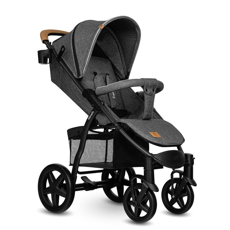 Carucior sport, Lionelo, Annet Plus, De la nastere, Cu accesorii si capotina XXL reglabila, 0 - 22 Kg, Conform cu standardele europene de securitate EN1888-1 si EN1888-2, Gri Caramel - gogobaby.ro