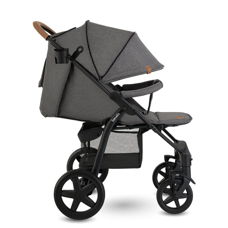 Carucior sport, Lionelo, Annet Plus, De la nastere, Cu accesorii si capotina XXL reglabila, 0 - 22 Kg, Conform cu standardele europene de securitate EN1888-1 si EN1888-2, Gri Caramel - gogobaby.ro