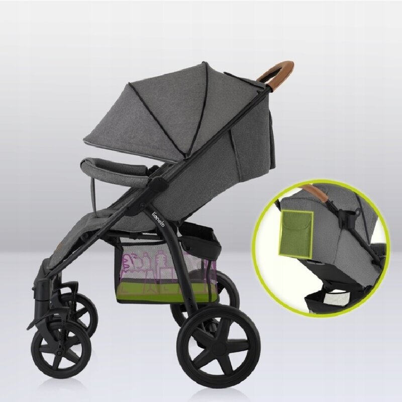 Carucior sport, Lionelo, Annet Plus, De la nastere, Cu accesorii si capotina XXL reglabila, 0 - 22 Kg, Conform cu standardele europene de securitate EN1888-1 si EN1888-2, Gri Caramel - gogobaby.ro