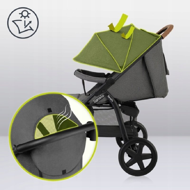 Carucior sport, Lionelo, Annet Plus, De la nastere, Cu accesorii si capotina XXL reglabila, 0 - 22 Kg, Conform cu standardele europene de securitate EN1888-1 si EN1888-2, Gri Caramel - gogobaby.ro