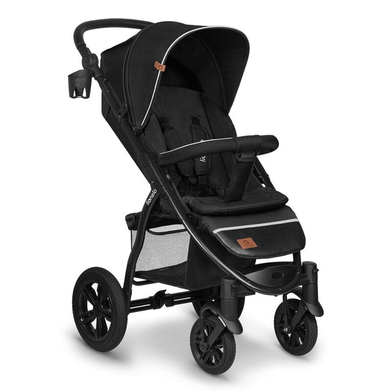 Carucior sport, Lionelo, Annet Tour, De la nastere, Cu capotina impermeabila, Cu filtru UPF 50+, Cu maner reglabil, Plasa de tantari, Suport biberon, Saculet pentru picioare, Pana la 22 kg, Cu certificare TUV, Negru - gogobaby.ro