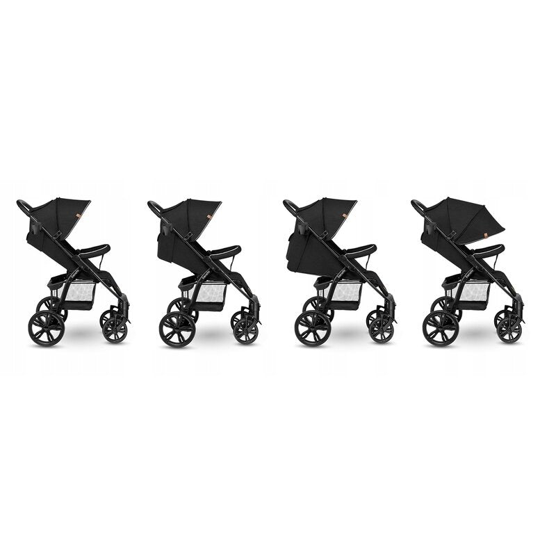 Carucior sport, Lionelo, Annet Tour, De la nastere, Cu capotina impermeabila, Cu filtru UPF 50+, Cu maner reglabil, Plasa de tantari, Suport biberon, Saculet pentru picioare, Pana la 22 kg, Cu certificare TUV, Negru - gogobaby.ro