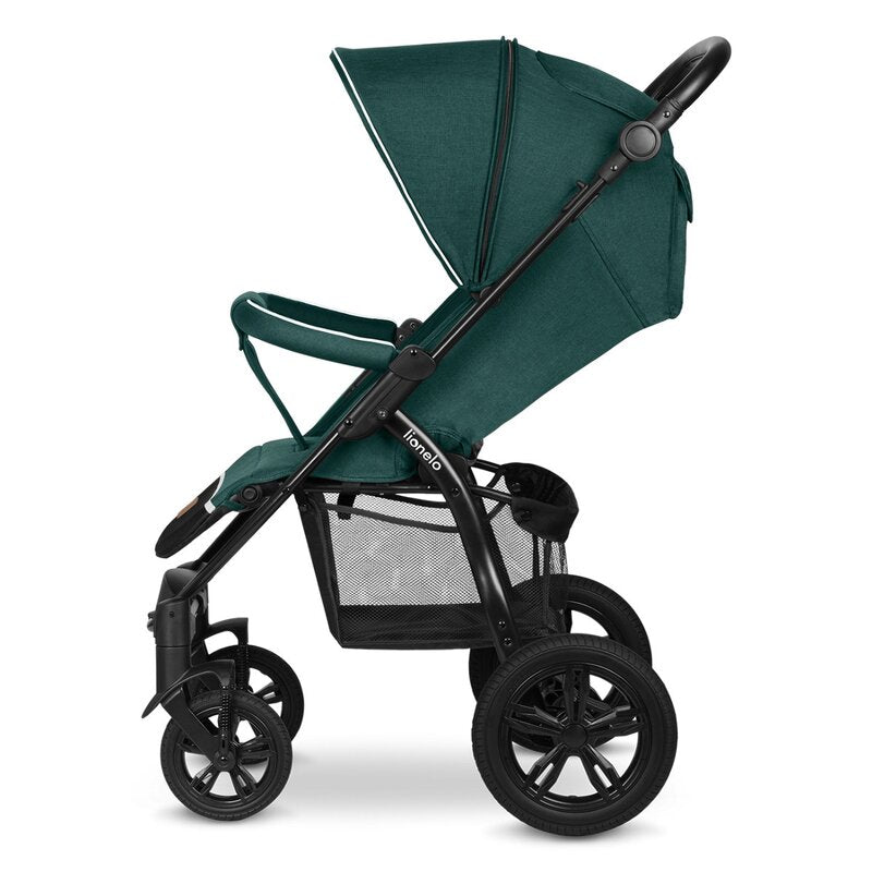 Carucior sport, Lionelo, Annet Tour, De la nastere, Cu capotina impermeabila, Cu filtru UPF 50+, Cu maner reglabil, Plasa de tantari, Suport biberon, Saculet pentru picioare, Pana la 22 kg, Cu certificare TUV, Verde - gogobaby.ro