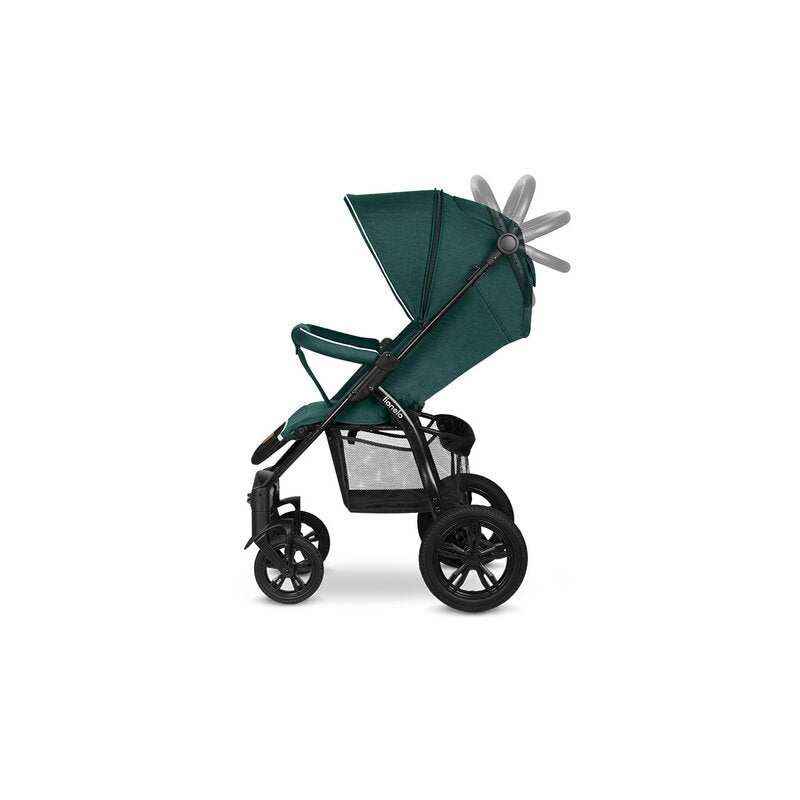 Carucior sport, Lionelo, Annet Tour, De la nastere, Cu capotina impermeabila, Cu filtru UPF 50+, Cu maner reglabil, Plasa de tantari, Suport biberon, Saculet pentru picioare, Pana la 22 kg, Cu certificare TUV, Verde - gogobaby.ro