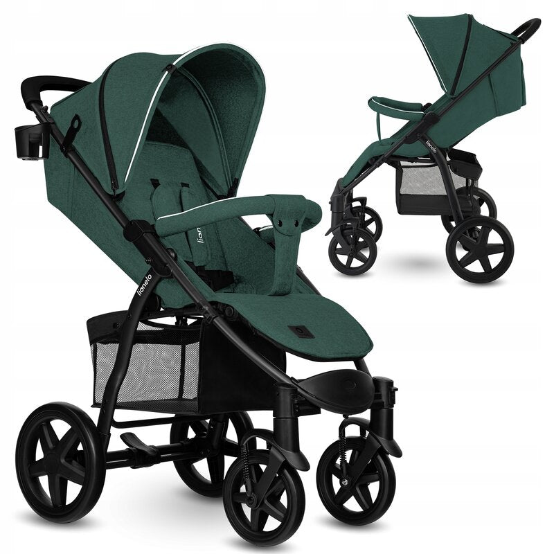 Carucior sport, Lionelo, Annet Tour, De la nastere, Cu capotina impermeabila, Cu filtru UPF 50+, Cu maner reglabil, Plasa de tantari, Suport biberon, Saculet pentru picioare, Pana la 22 kg, Cu certificare TUV, Verde - gogobaby.ro