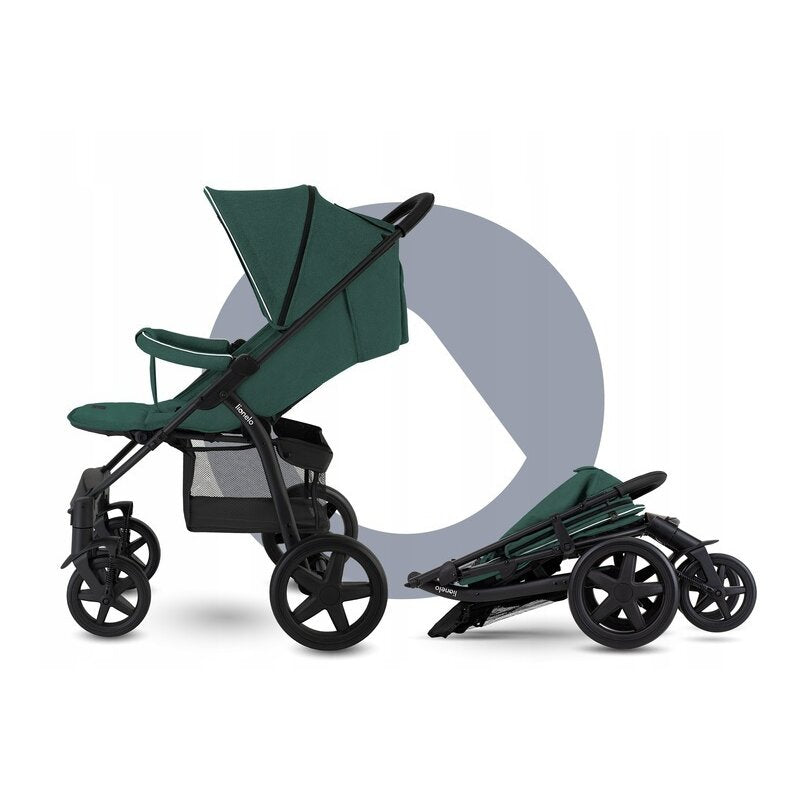 Carucior sport, Lionelo, Annet Tour, De la nastere, Cu capotina impermeabila, Cu filtru UPF 50+, Cu maner reglabil, Plasa de tantari, Suport biberon, Saculet pentru picioare, Pana la 22 kg, Cu certificare TUV, Verde - gogobaby.ro