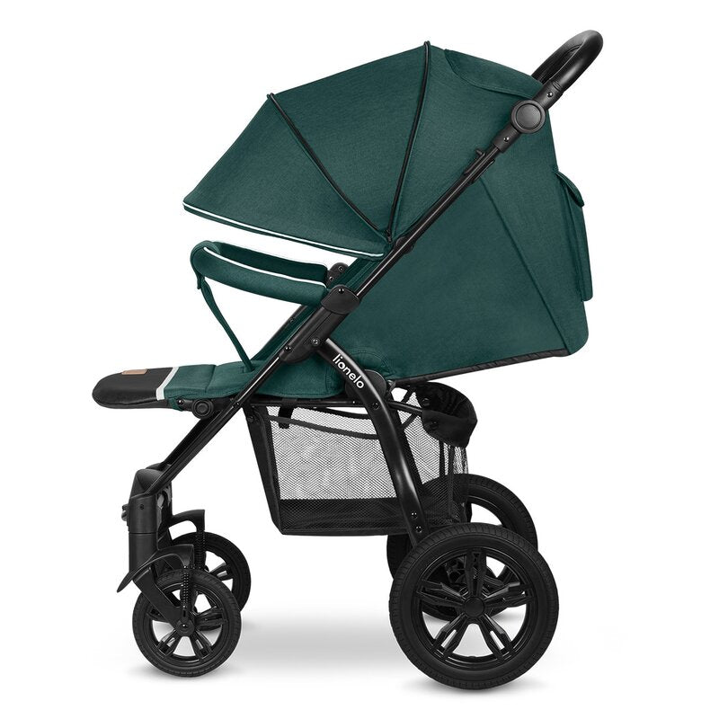 Carucior sport, Lionelo, Annet Tour, De la nastere, Cu capotina impermeabila, Cu filtru UPF 50+, Cu maner reglabil, Plasa de tantari, Suport biberon, Saculet pentru picioare, Pana la 22 kg, Cu certificare TUV, Verde - gogobaby.ro