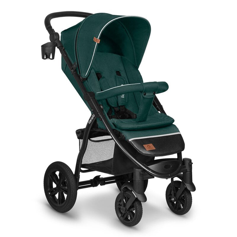 Carucior sport, Lionelo, Annet Tour, De la nastere, Cu capotina impermeabila, Cu filtru UPF 50+, Cu maner reglabil, Plasa de tantari, Suport biberon, Saculet pentru picioare, Pana la 22 kg, Cu certificare TUV, Verde - gogobaby.ro