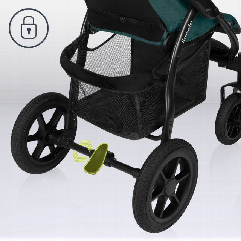 Carucior sport, Lionelo, Annet Tour, De la nastere, Cu capotina impermeabila, Cu filtru UPF 50+, Cu maner reglabil, Plasa de tantari, Suport biberon, Saculet pentru picioare, Pana la 22 kg, Cu certificare TUV, Verde - gogobaby.ro