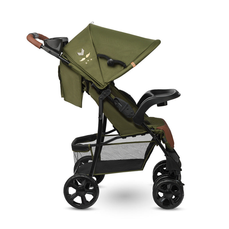 Carucior sport, Lionelo, Emma Plus, Cu tavita, 2 Suporturi pentru pahar, Geanta accesorii, Conform cu standardul european de securitate EN1888-1, Forest Green - gogobaby.ro