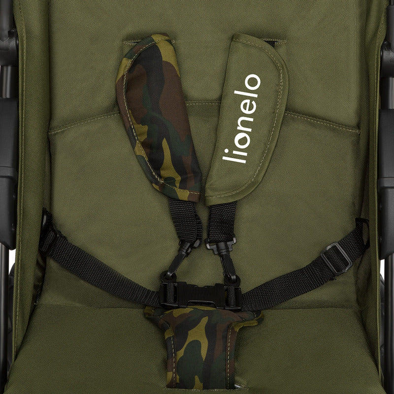 Carucior sport, Lionelo, Emma Plus, Cu tavita, 2 Suporturi pentru pahar, Geanta accesorii, Conform cu standardul european de securitate EN1888-1, Forest Green - gogobaby.ro