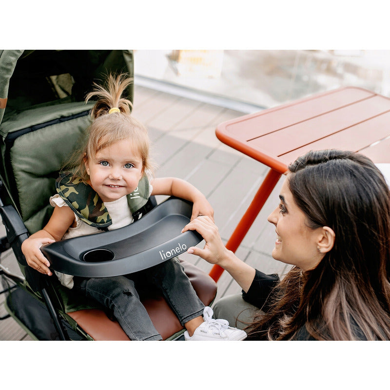 Carucior sport, Lionelo, Emma Plus, Cu tavita, 2 Suporturi pentru pahar, Geanta accesorii, Conform cu standardul european de securitate EN1888-1, Forest Green - gogobaby.ro