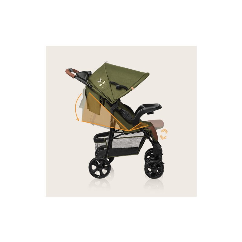Carucior sport, Lionelo, Emma Plus, Cu tavita, 2 Suporturi pentru pahar, Geanta accesorii, Conform cu standardul european de securitate EN1888-1, Forest Green - gogobaby.ro