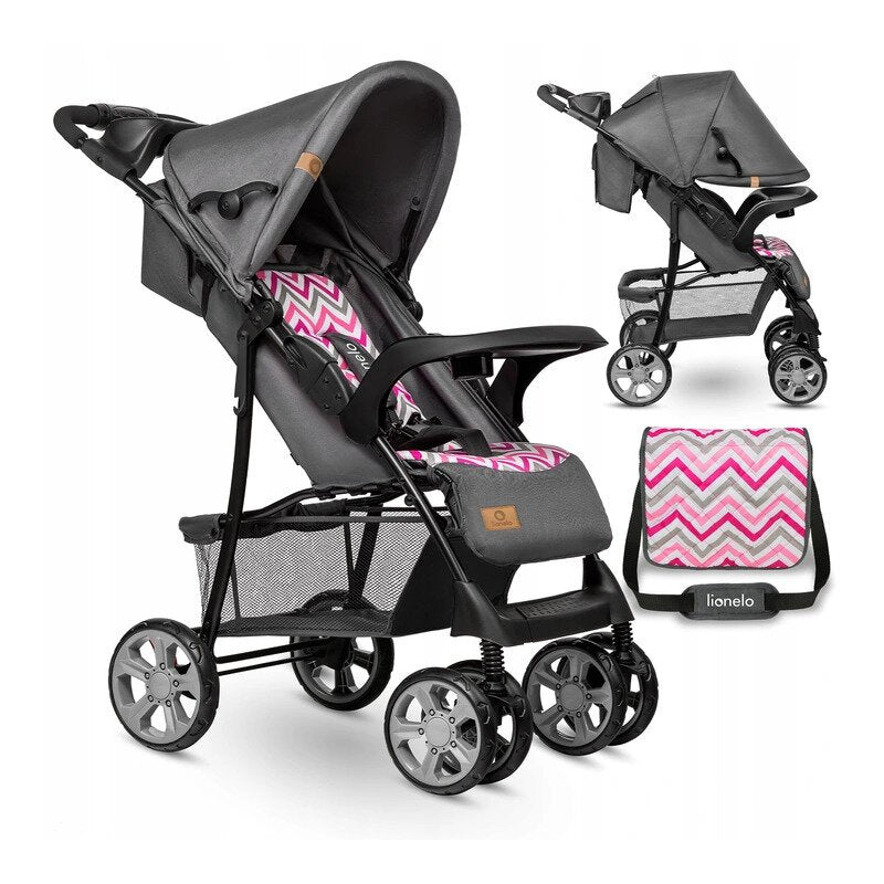 Carucior sport, Lionelo, Emma Plus, Cu tavita, 2 Suporturi pentru pahar, Geanta accesorii, Conform cu standardul european de securitate EN1888-1, Pink Scandi - gogobaby.ro