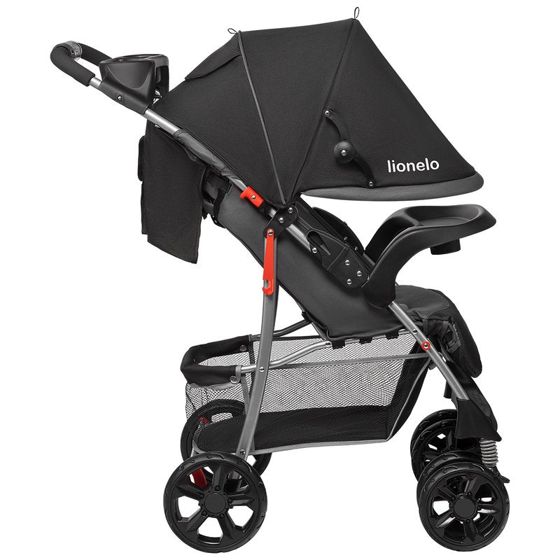 Carucior sport, Lionelo, Emma Plus, Cu tavita, 2 Suporturi pentru pahar, Geanta accesorii, Conform cu standardul european de securitate EN1888-1, Stone - gogobaby.ro